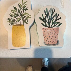 Set of 2 Decorative Plant wall hangings - Yellow & Pink Planter Designs